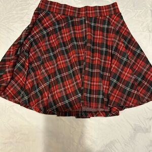 Red Plaid Circle Skirt - Women's Flared Skater